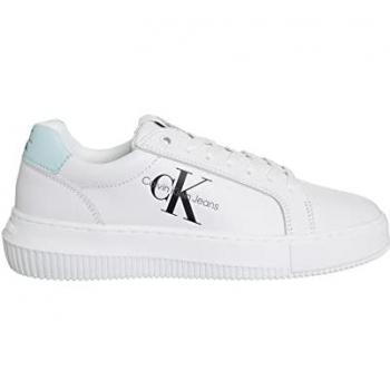 Calvin Klein Women's Chunky Lace-Up Sneakers in White/Sprout Green