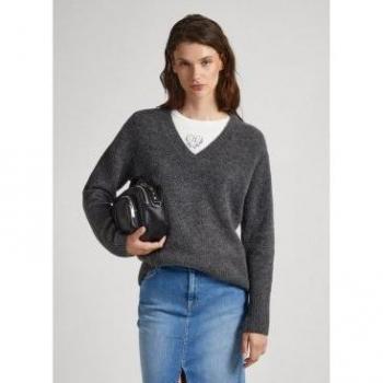 Jersey Pepe Jeans Denisse Cuello Pico Gris Mujer