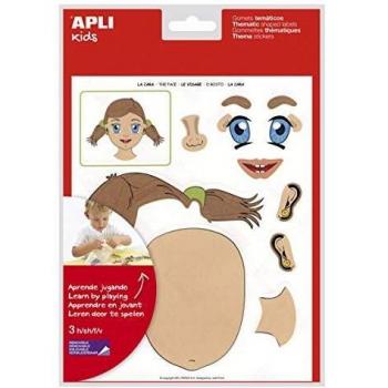 Apli 11927 Pegatinas atinas Temáticos Removibles Cara, X 12 Hojas