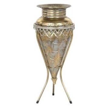 Jarrón Home ESPRIT Dorado Metal 24 x 24 x 57 cm