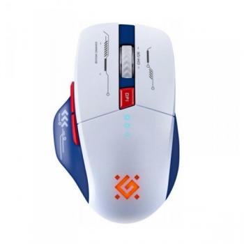 Mouse Inalámbrico Defender TISA GM-126 Óptico 1600dpi 2.4 GHz + Bluetooth Blanco-Azul RGB Recargable 6 Botones Gaming