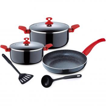 Renberg Q1716 Batería de Cocina, Aluminio, Negro