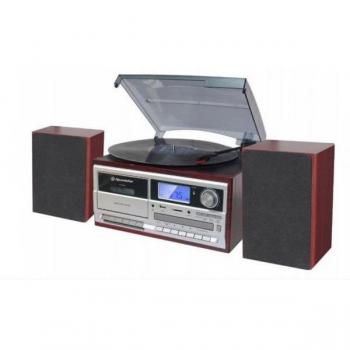 Minicadena Roadstar HIF-8892EBT Sistema de Audio para el Hogar con Tocadiscos, Radio Digital FM, Reproductor CD-MP3, Cassette, Bluetooth y Función de Grabación