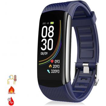 Pulsera inteligente T118 con medición de temperatura corporal, oxígeno en sangre y tensión arterial