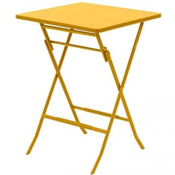 Mesa de Jardín Alta Plegable Greensboro Amarillo Mostaza - 2 Asientos - Acero Tratado Antirouille