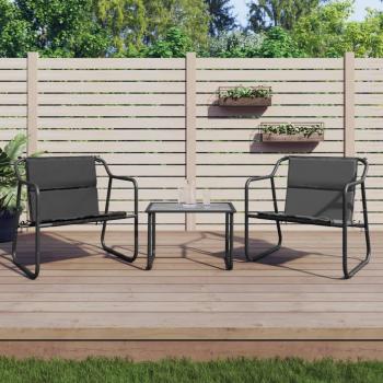 3 Piece Anthracite Steel Garden Lounge Set with Cushions