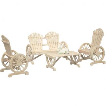 vidaXL 4 Piece Garden Lounge Set Solid Wood Fir
