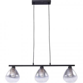 Lámpara colgante Lindby Pendura, negra, cristal, longitud 75 cm