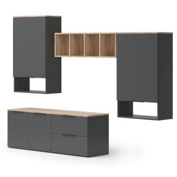 Mueble Alto Wido, Antracita/Sonoma, 5 Partes