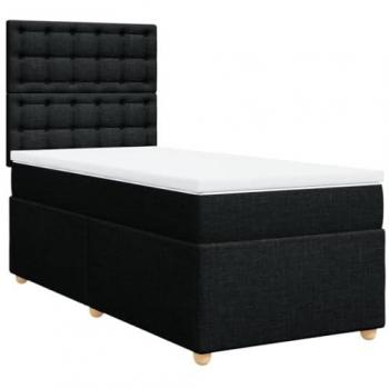 Bastidor de cama box spring con colchón negro 90x190 cm en tela