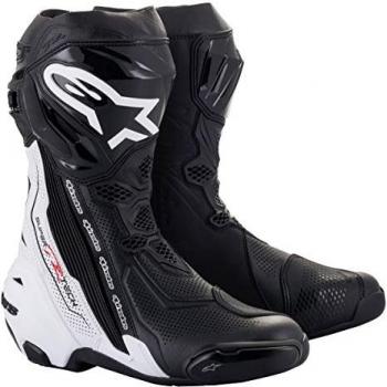 Alpinestars Supertech R Vented Motorcycle Boots - Black White Size 40
