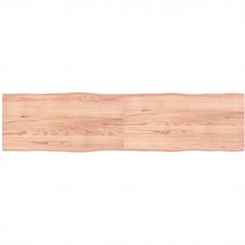 vidaXL Solid Oak Wood Tabletop - Light Brown, Live Edge Detail, Treated Solid Wood, Dimensions: 200x50x(2-4) cm, Versatile for Home or Commercial Settings