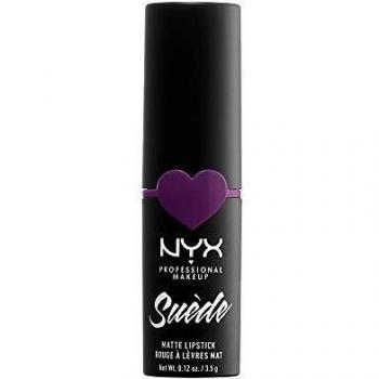 NYX Professional Makeup NYX Professional Makeup Barra de Labios Mate de Larga duración y Cobertura Total Suede Matte Lipstick Tono 17 STFU Color Morado, Mujer, Talla única