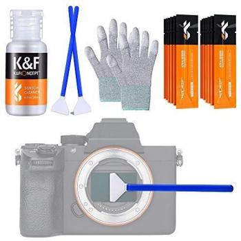 K&F Concept- Kit de Limpieza Sensor Full Frame 24mm*16+ 20ml Limpiador Líquido+Guantes Antiestáticos para Camara Reflex Foto, Cleaning Kit para Objetivos/Canon/Sony/Nikon, Bastones Envasados al Vacío