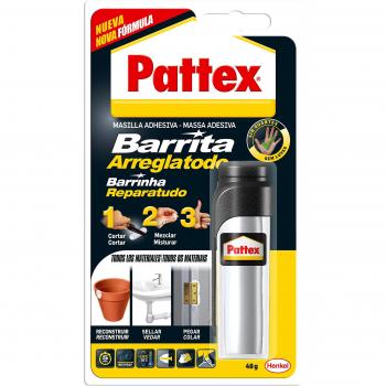 Pattex Barrita Arreglatodo Universal, Masilla Bicomponente Extrafuerte y Moldeable, Resina Epoxi Lijable y Barnizable para Diversos Materiales, Tubo de 48g
