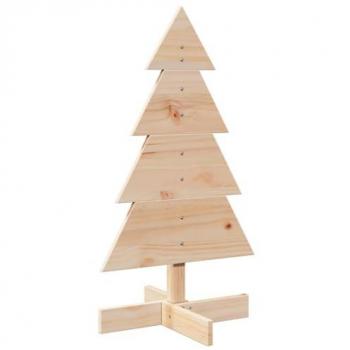 Árbol de Navidad Decorativo de Madera Maciza de Pino 80 cm