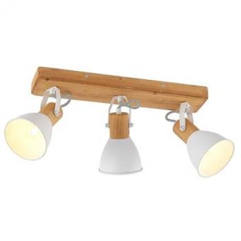 Foco de techo 'Merela' de Lindby en marrón, hecho de madera, con 3 luces E14, apto para salón y comedor, diseño de foco empotrado y lámpara de pared