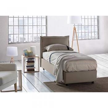 Cama Contenedor Plaza y Media Noemi - Tapizado en Ecopiel, Apertura Frontal, 100% Made in Italy, Apto para Colchón 120x190 cm, Color Blanco
