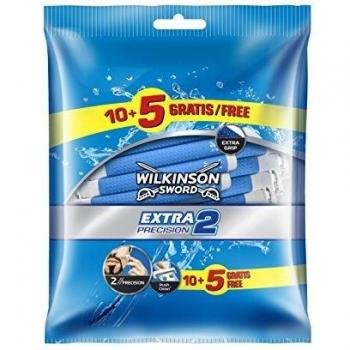 Wilkinson Sword Extra 2 Precision - Pack de 60 Maquinillas Masculinas Desechables de 2 Hojas con Mango Antideslizante y Pulsador de Limpieza