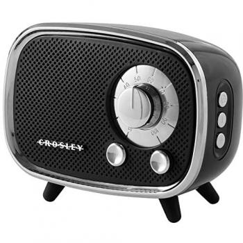 Crosley Rondo Retro Portable Bluetooth Speaker - Wireless, Rechargeable, 27H Playtime, Microphone, USB & Micro SD Ports - Black