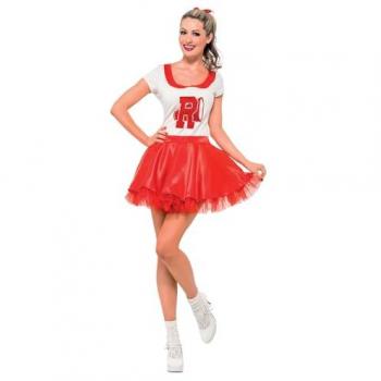 Disfraz de Animadora Sandy de Grease para Mujer - Rojo y Blanco, Talla S