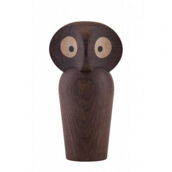ArchitectMade Owl - Lechuza de madera pequeña roble ahumados/Al. 12cm