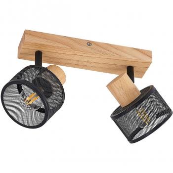 Lindby Evinora foco de techo moderno de madera marrón, 2 luces E14 para salón y comedor