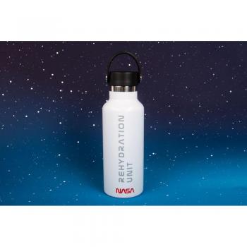 Botella de agua de la NASA Fizz Creations, capacidad 500 ml, metal, doble pared, mantiene temperatura hasta 8 horas para bebidas calientes o frías