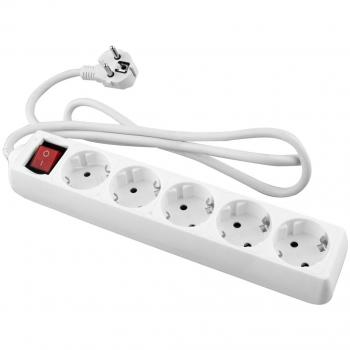 Base blanca Onlex con 5 tomas, interruptor y cable de 1.5 metros