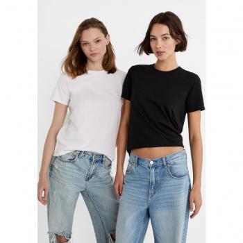 Stradivarius Pack of 2 White XS Short Sleeve T-Shirts