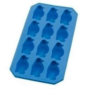 Lékué 0850800Z06C049 - Cubitera, 12 cavidades, diseño pingüinos, color azul
