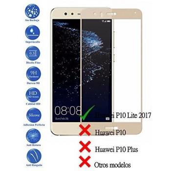 Todotumovil Protector de Pantalla Huawei P10 Lite Dorado Completo 3D Cristal Templado Vidrio Curvo para movil