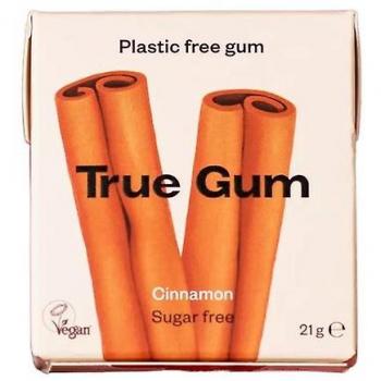 True Gum - Chicle sin plástico de Canela - Vegano, sin azúcar añadido y sin aditivos 21g