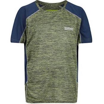 Regatta Takson II-Camiseta Deportiva con Malla para Una Buena Circulación del Aire T-Shirts/Polos/Vests, Niñas, Electric Lime/Dark Denim, 3-4