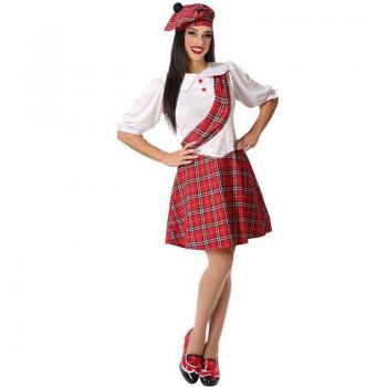 Disfraz de Escocesa Blanco y Rojo para mujer