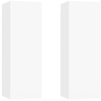 Mueble de TV Multimedia Estantería Buffet 2 Piezas 30,5 x 30 x 90 cm Madera Compuesta Blanca