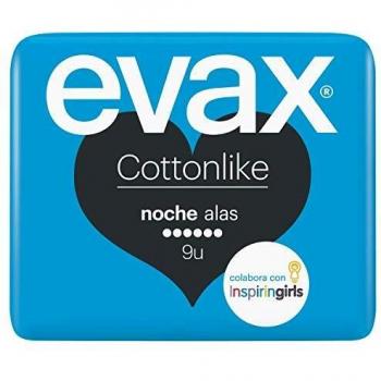 EVAX Cottonlike Noche Compresas Con Alas, 9 unidades