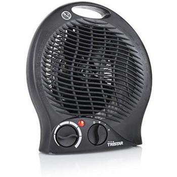 Tristar KA-5037 Calefactor con ventilador eléctrico y 3 funciones ajustables, Termostato regulable 2000 W, Asa integrada, Negro