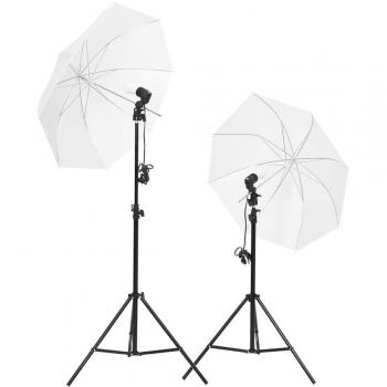 Kit de iluminación de estudio fotográfico Día y Noche con trípodes y paraguas