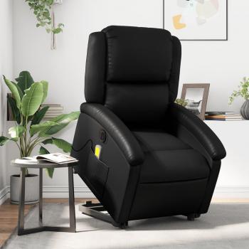 Sillón de masaje elevable eléctrico de cuero sintético negro Vidaxl