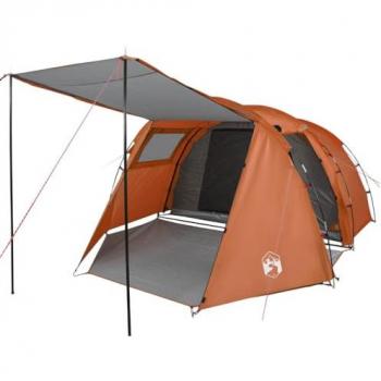 Tienda de Campaña con Túnel para 4 Personas, Impermeable, Toldo Portátil de Senderismo, Refugio de Camping, Carpa de Exterior, Color Gris Naranja