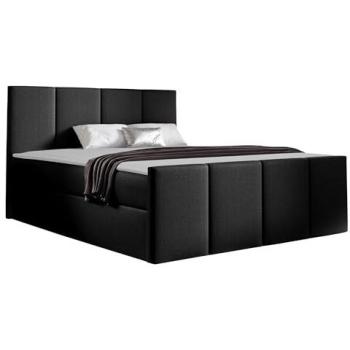 Cama Continental Baltimore 154 Doble Tapizada Negra con Somier 160x200 cm, 164x213x103 cm