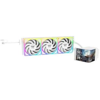 Refrigeración Líquida AIO Thermaltake MAGCurve 360 Ultra Snow ARGB con 3 Ventiladores de 120 mm y Pantalla Curvada AMOLED 2K