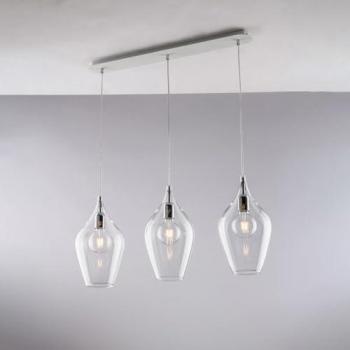 Araña Contemporánea Transparente de 3 Luces E27 Ares