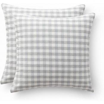 Pack 2 fundas cojín Vichy 45x45 cm gris claro