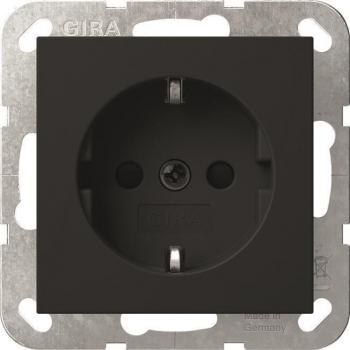 Toma Schuko con protección aumentada y fijación, Sistema 55, negro mate