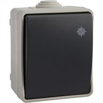 Pulsador Estanco Solera IP44 10A 250V~, EDM-Interruptor 65 x 80 x 55 mm, SOLERA 3320 - Pulsador estanco de superficie, IP54, color gris