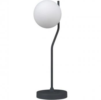 Lámpara de escritorio moderna Carimi Satin negro, lámpara de mesa moderna negro satinado 1 luz con pantalla blanca, G9