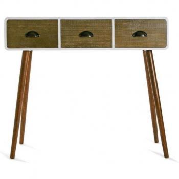 Mueble Recibidor Estrecho Versa Bourne con 3 cajones, medidas 80,5 x 30 x 90 cm, fabricado en madera MDF blanca y madera de pino