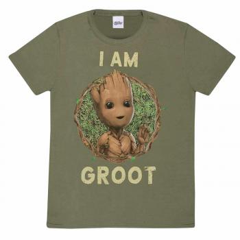 Marvel I Am Groot Badge Unisex Olive T-Shirt Large